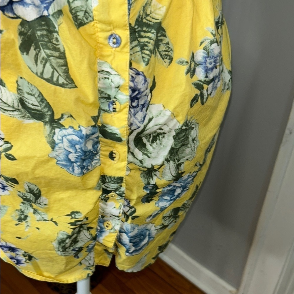 J.O.A. Yellow and Blue Ruffled Off-Shoulder Mini Dress - Picture 6 of 10